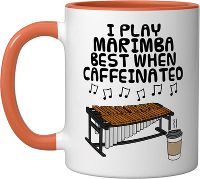 Taza cerámica para marimbista con café color naranja/blanco