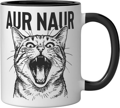 Taza Cerámica Gato Gritando Negro/Blanco