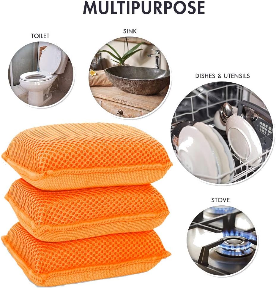 Esponja microfibra lavavajillas resistente arañazos 6 pzas naranja