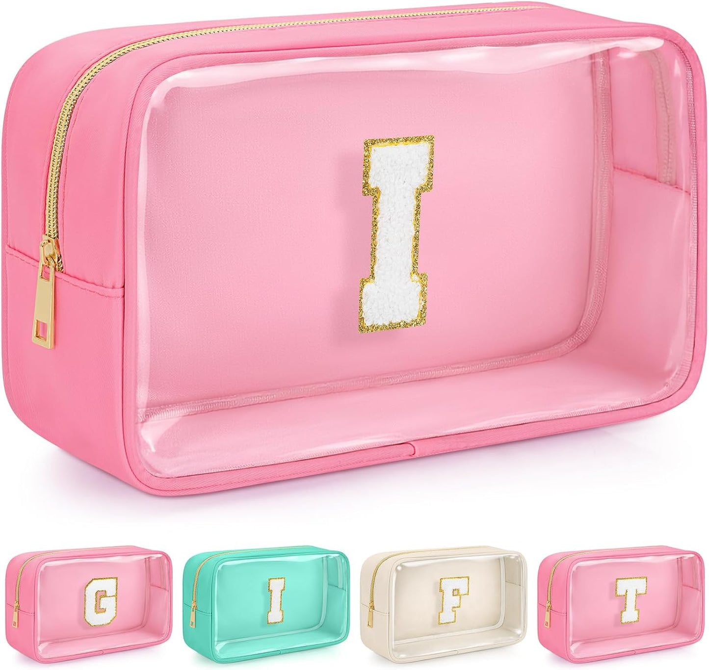 Bolsa cosméticos transparente con monograma cremallera viaje
