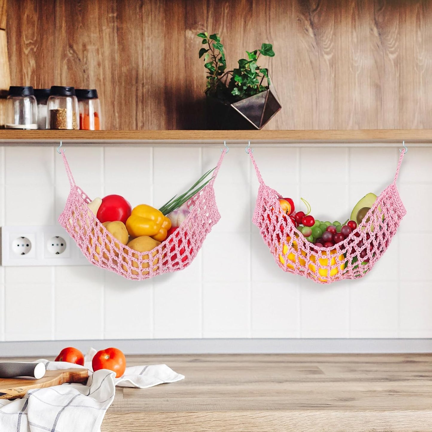Hamaca de frutas macramé grande 11.8 x 20 pulgadas para cocina