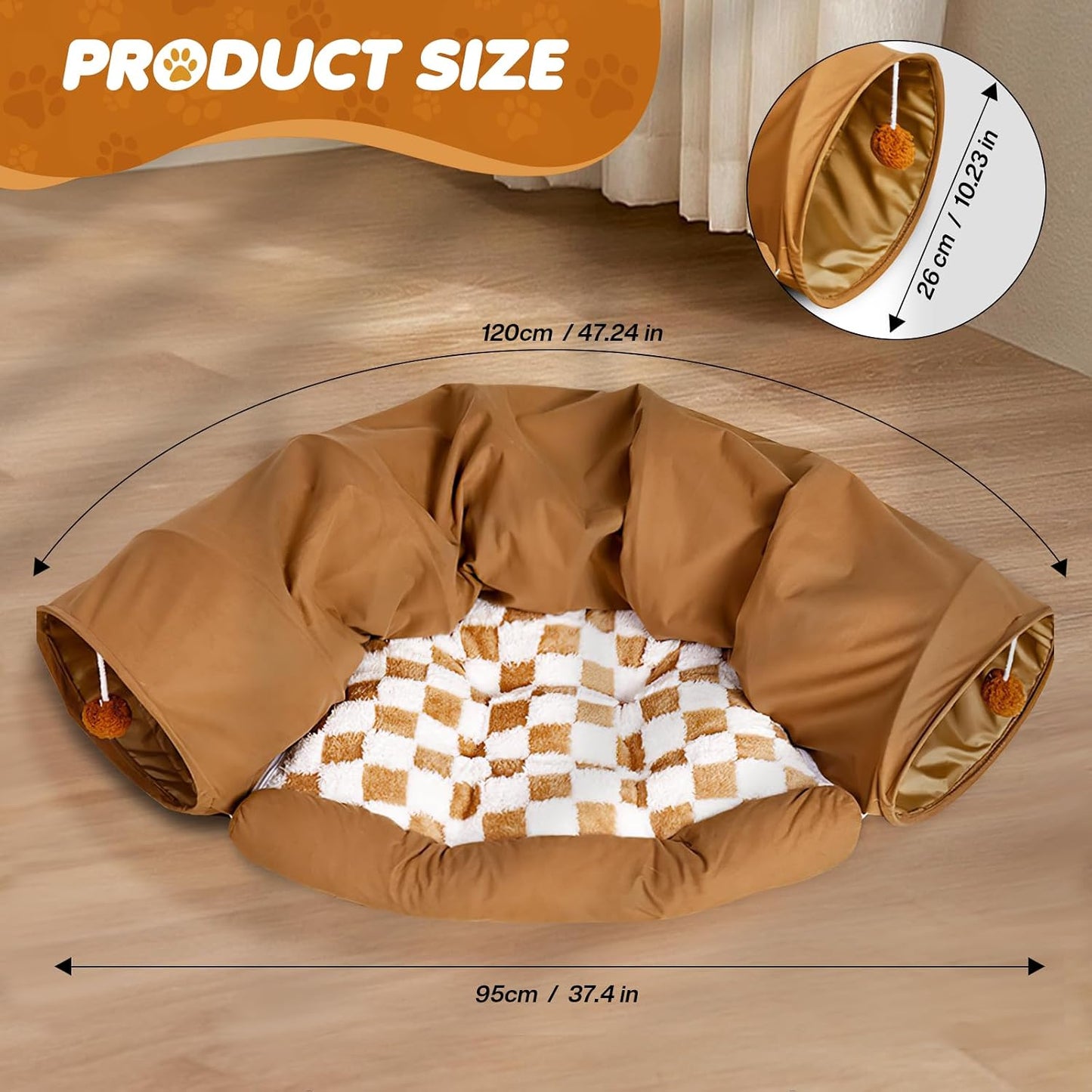 Cama túnel conejo 2en1 plegable lavable tapete extraible