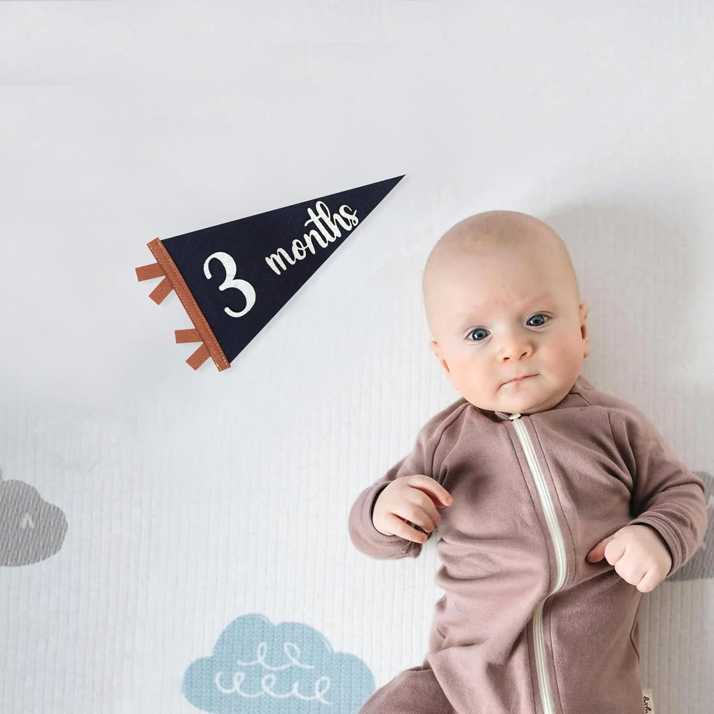 12 Banderines Fieltro Azul para Bebés 1-12 Meses