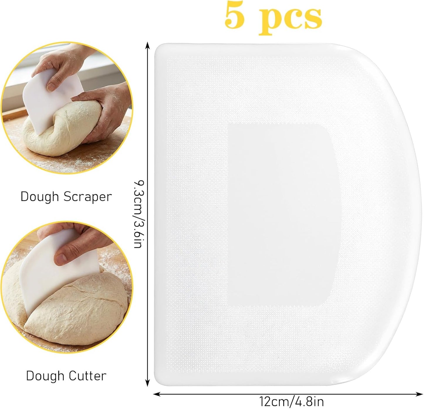 5 Pzas Raspador Masa Plástico para Pan Pastel Blanco