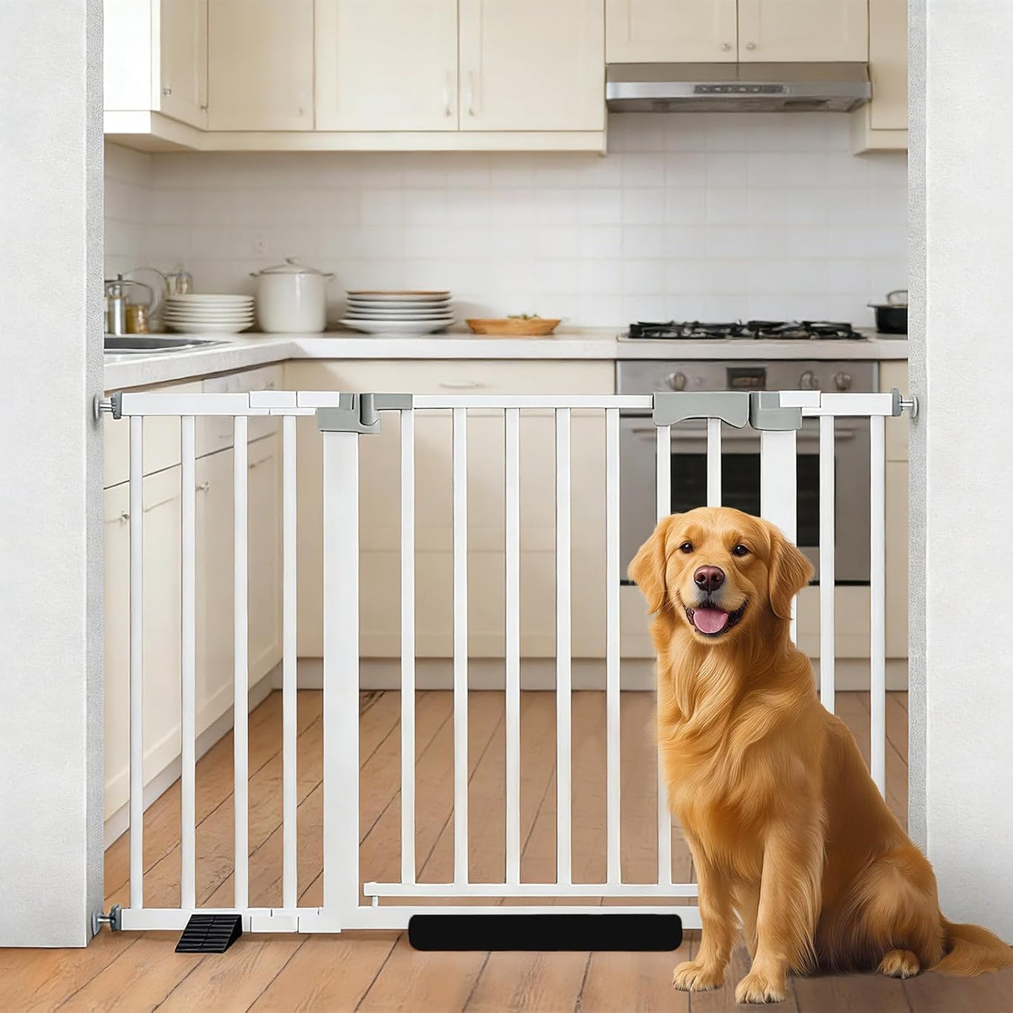 Puerta seguridad bebés mascotas 29.9-46pulg acero ajustable blanco