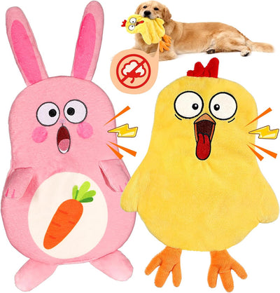 2 Juguetes Perros Pascua Conejo Pollito Chirriantes