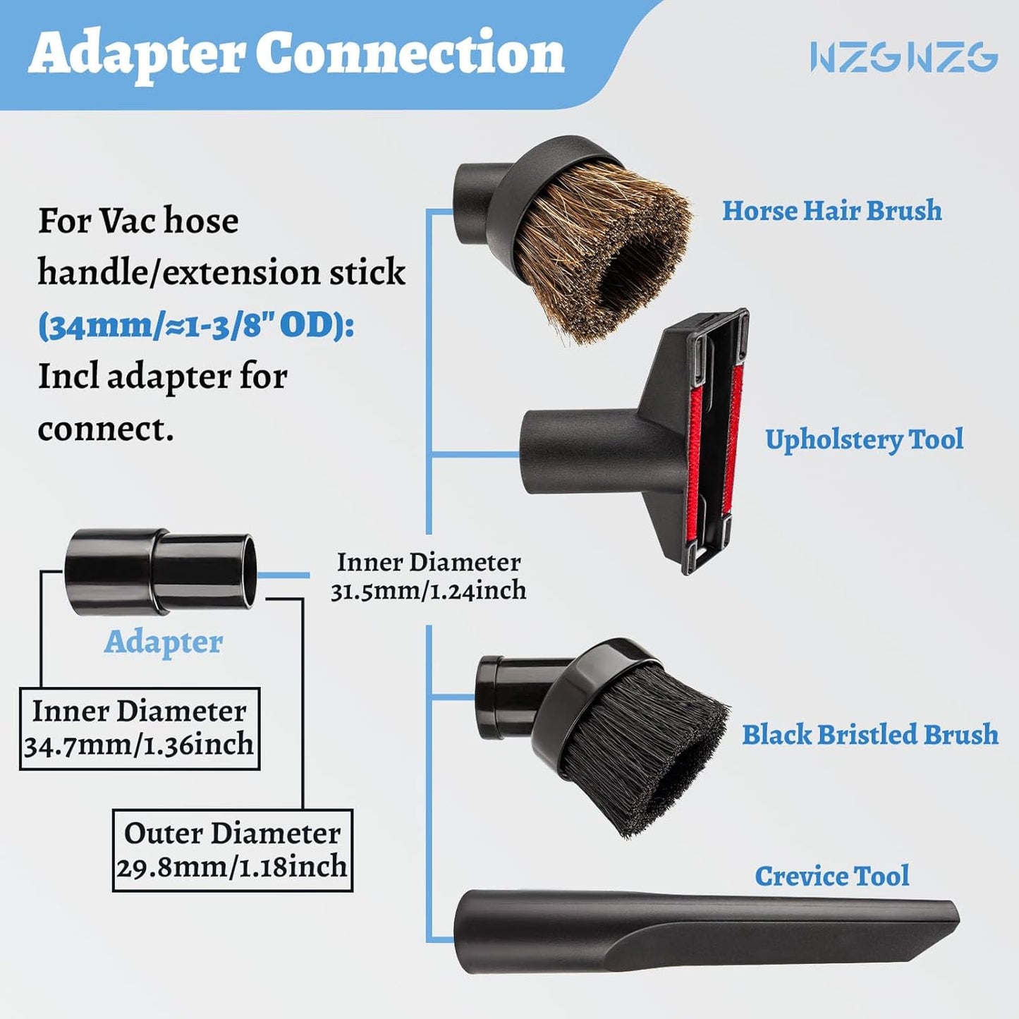 Cepillo accesorio vacío tiburón 1 1/4 kit aspiradora