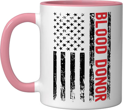 Taza Cerámica Bandera Americana Desgastada Rosa/Blanca