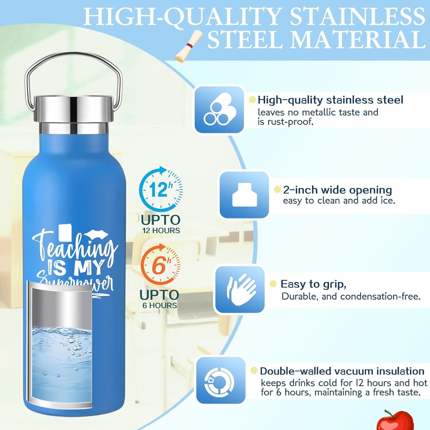 10 Botellas Agua Aisladas Acero Inox 17oz Regalo Profesor