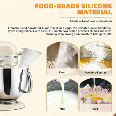 Embudo silicona plegable para mezclador KitchenAid