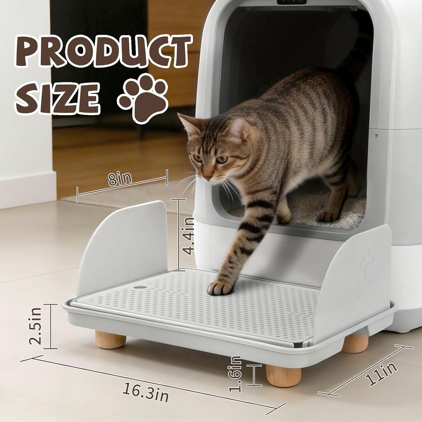 Caja arena extragrande gatos con rampa madera y trampa doble