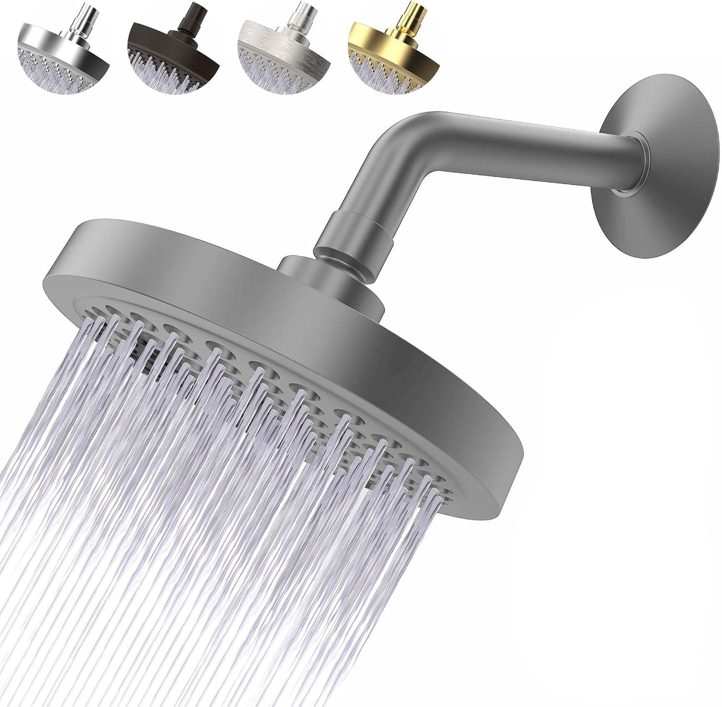 Cabezal ducha alta presión boquillas silicona 6pulg gris