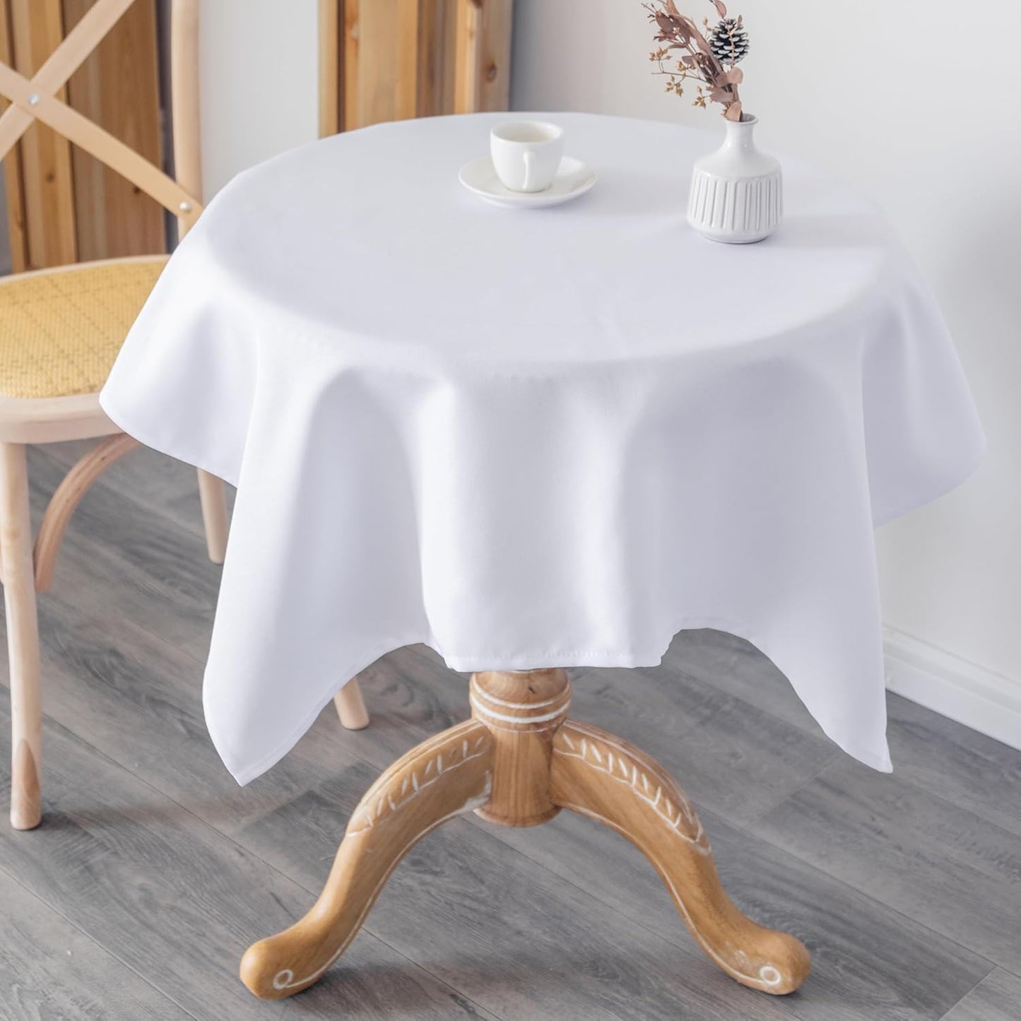 Mantel cuadrado blanco 36 x 36 pulgadas de poliéster lavable reutilizable