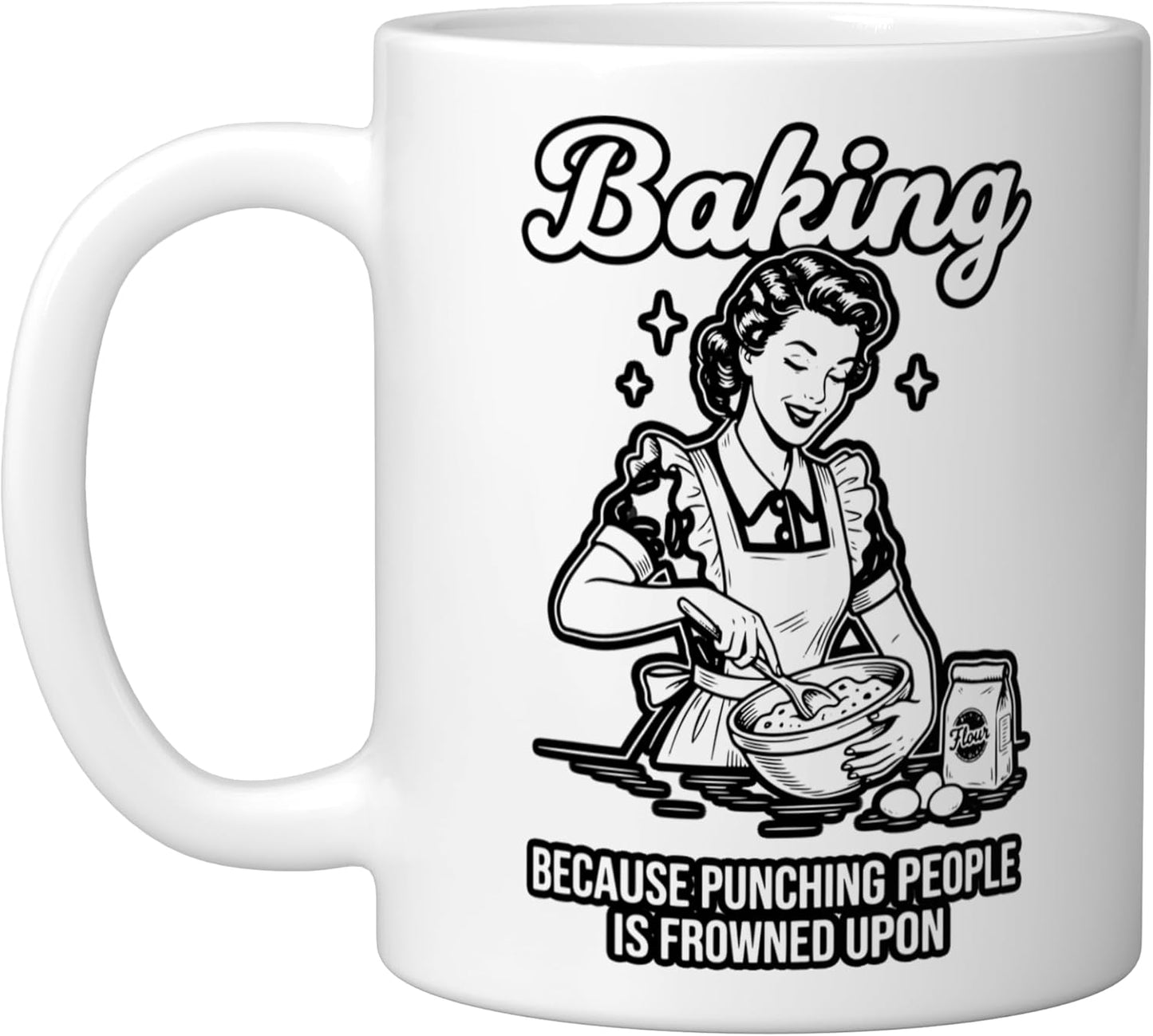 Taza cerámica blanca Baking Because Punching People Is Frowned Upon