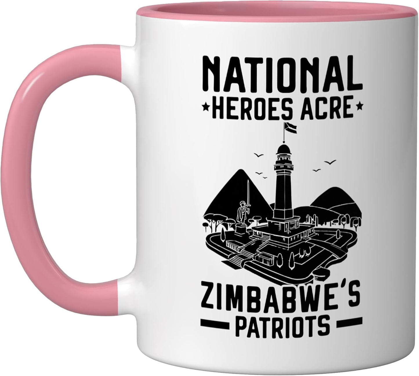 Taza Cerámica Bandera Zimbabue Rosa Blanco