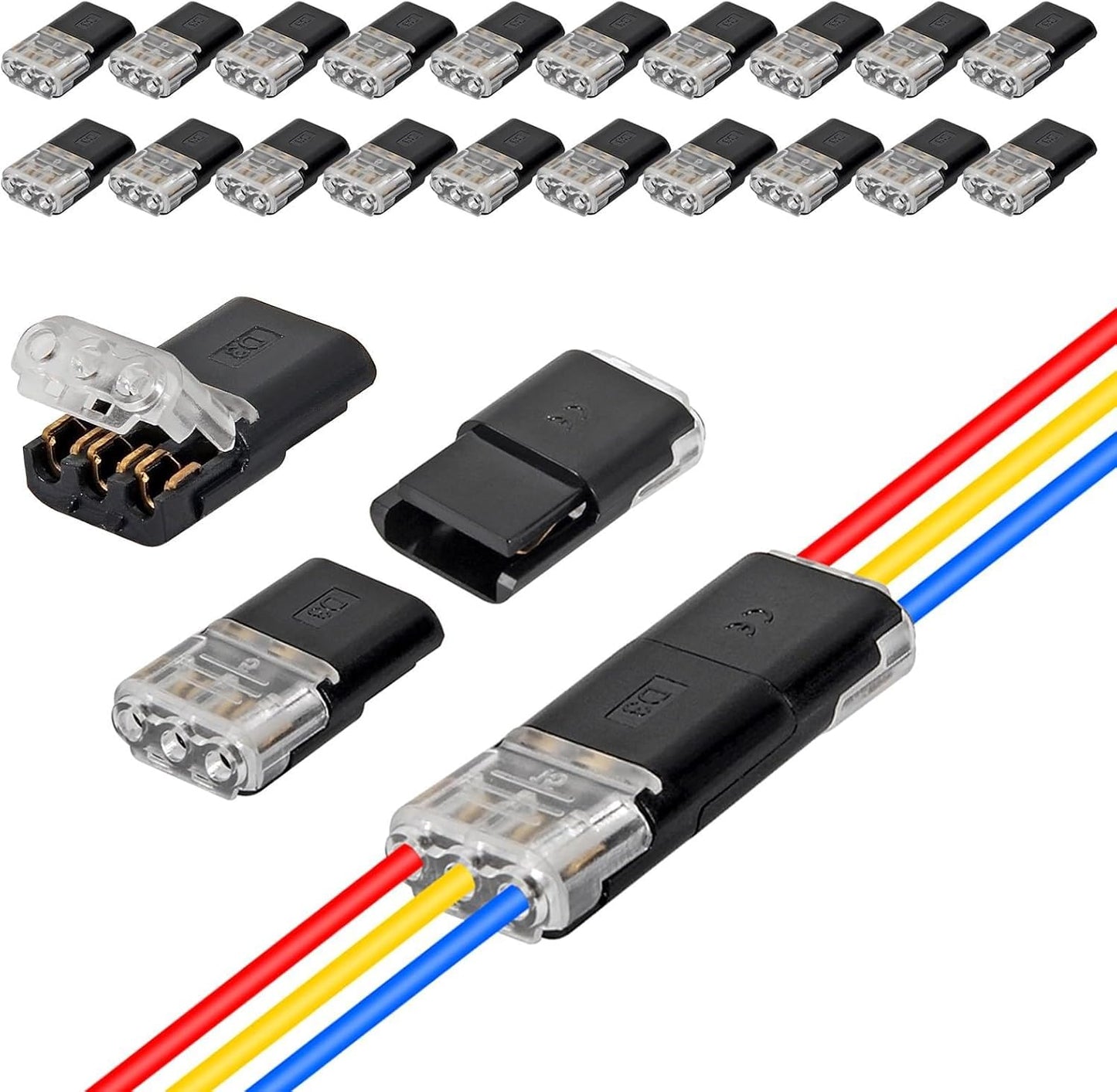 50 Conectores Tira Led 3 Pines Bajo Voltaje Hebilla Bloqueo