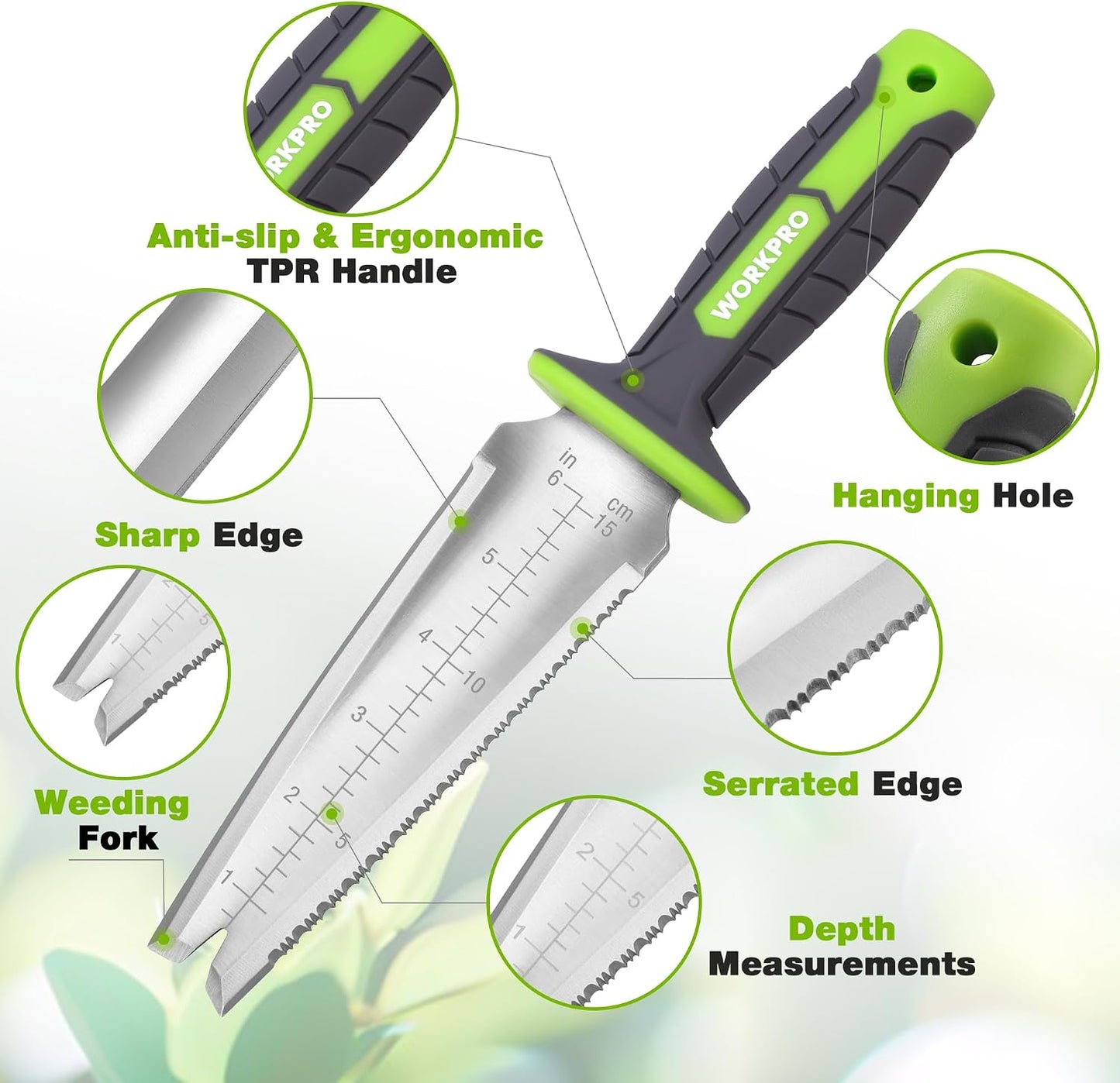 Cuchillo jardín acero inox 7pulg funda Oxford multiusos