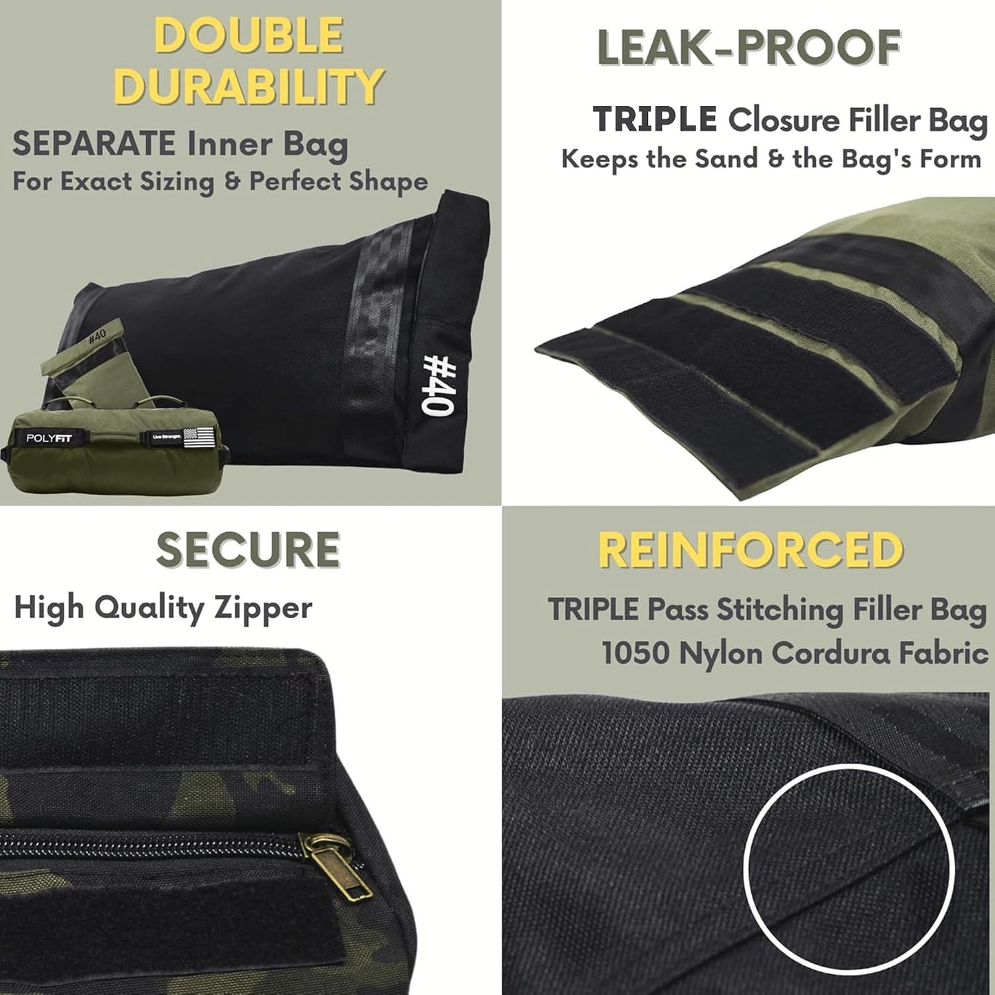 Bolsa arena entrenamiento cierre triple refuerzo nylon