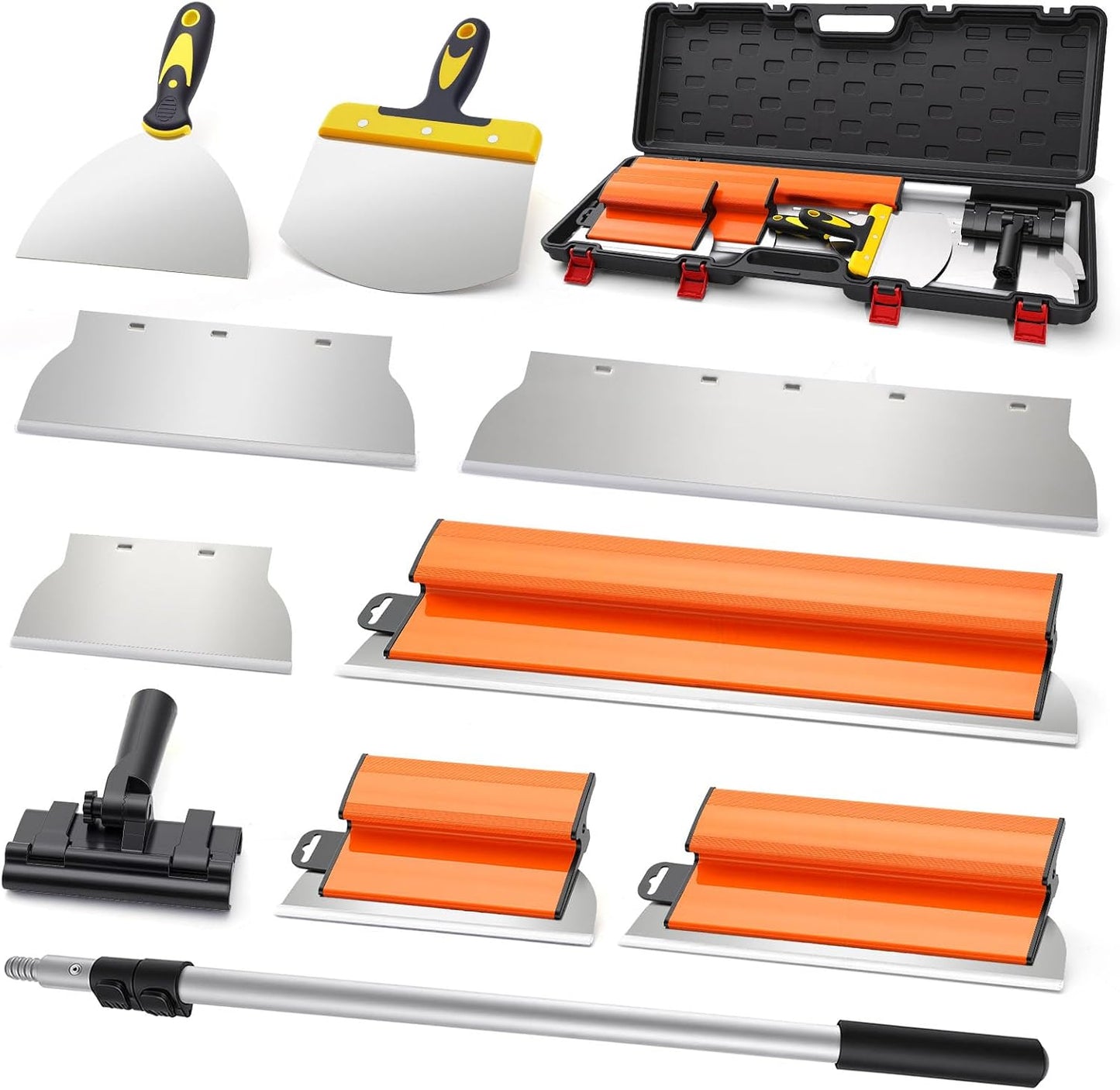 Juego cuchillas yeso acero inox 10-22 pulg con mango extensible