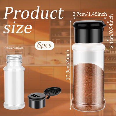 Tarros plásticos para especias TIESOME con tapas de coctelera transparentes 3 oz