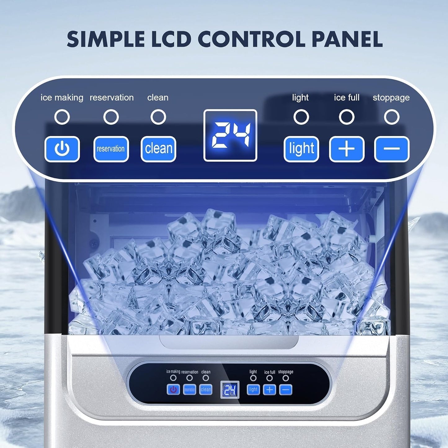 Máquina de hielo comercial 100 lbs/24h con doble entrada de agua