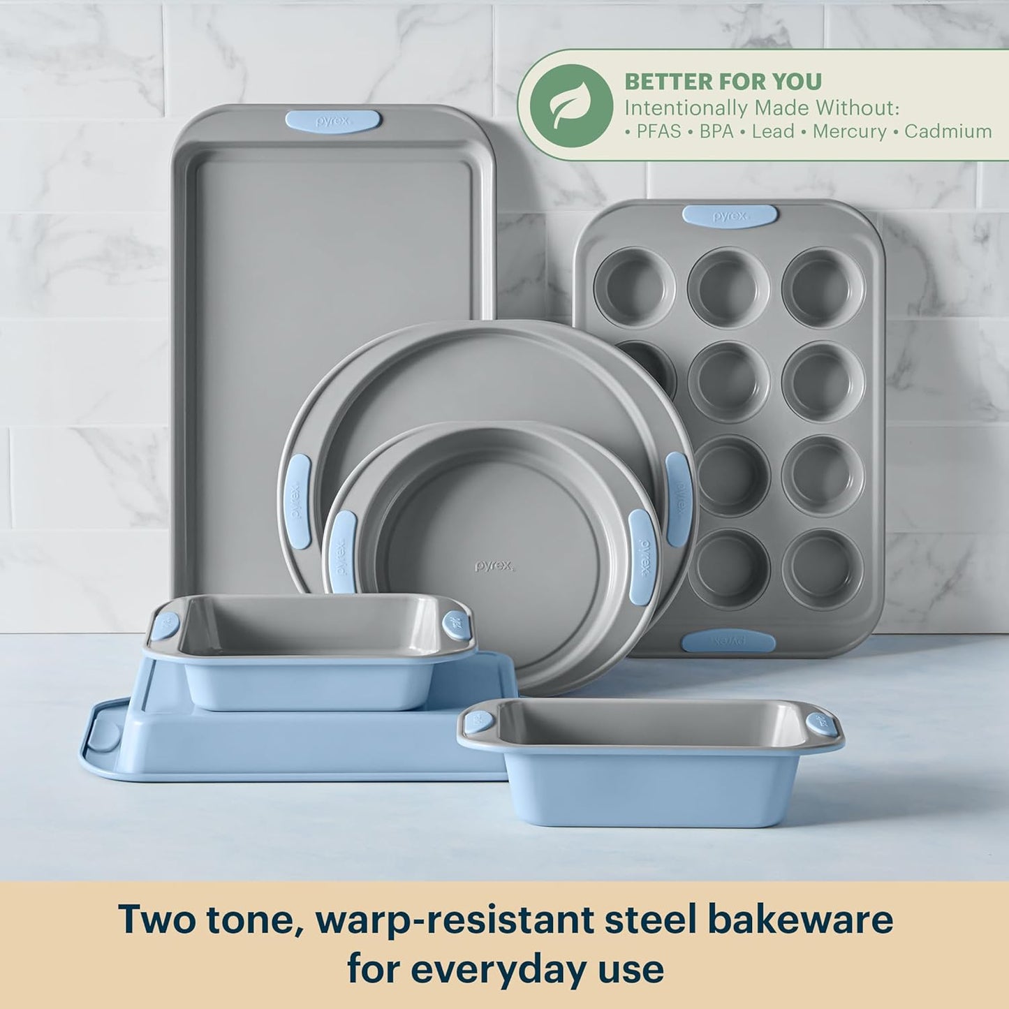 Set 8 Bandejas Hornear Acero Inox Asas Silicona