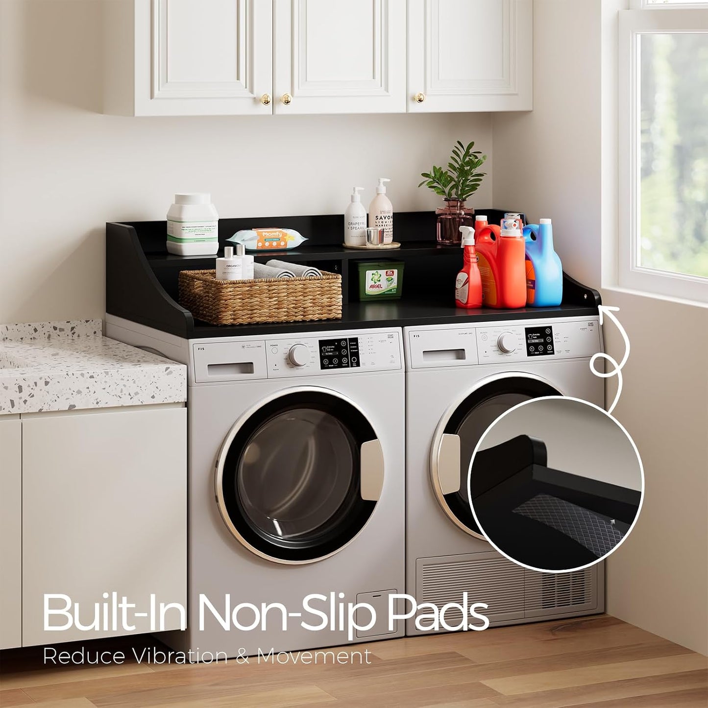 Lavadora y secadora 2 niveles encimera 54x27.6pulg negro