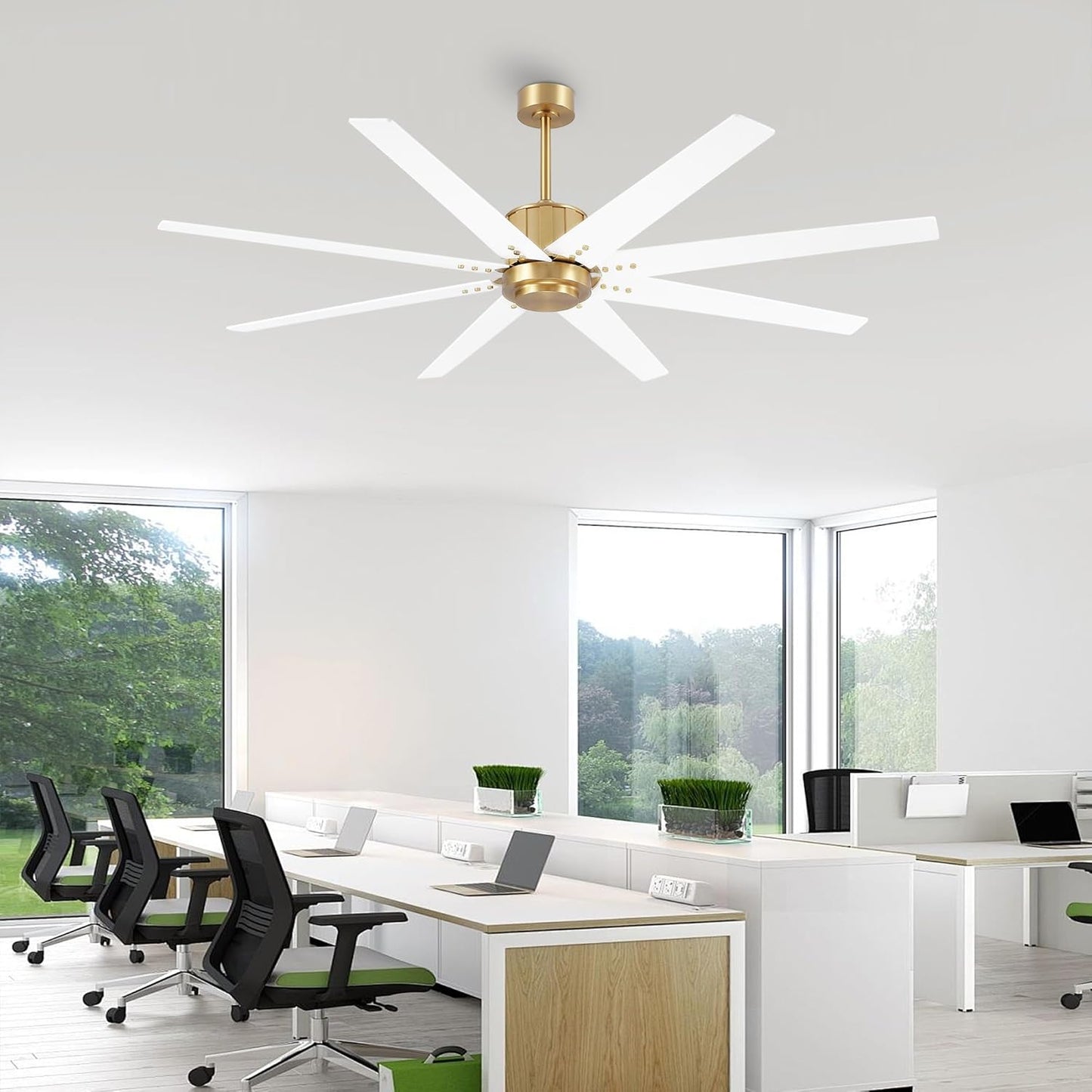 Ventilador techo 72pulg motor CC 6 vel aspas doradas