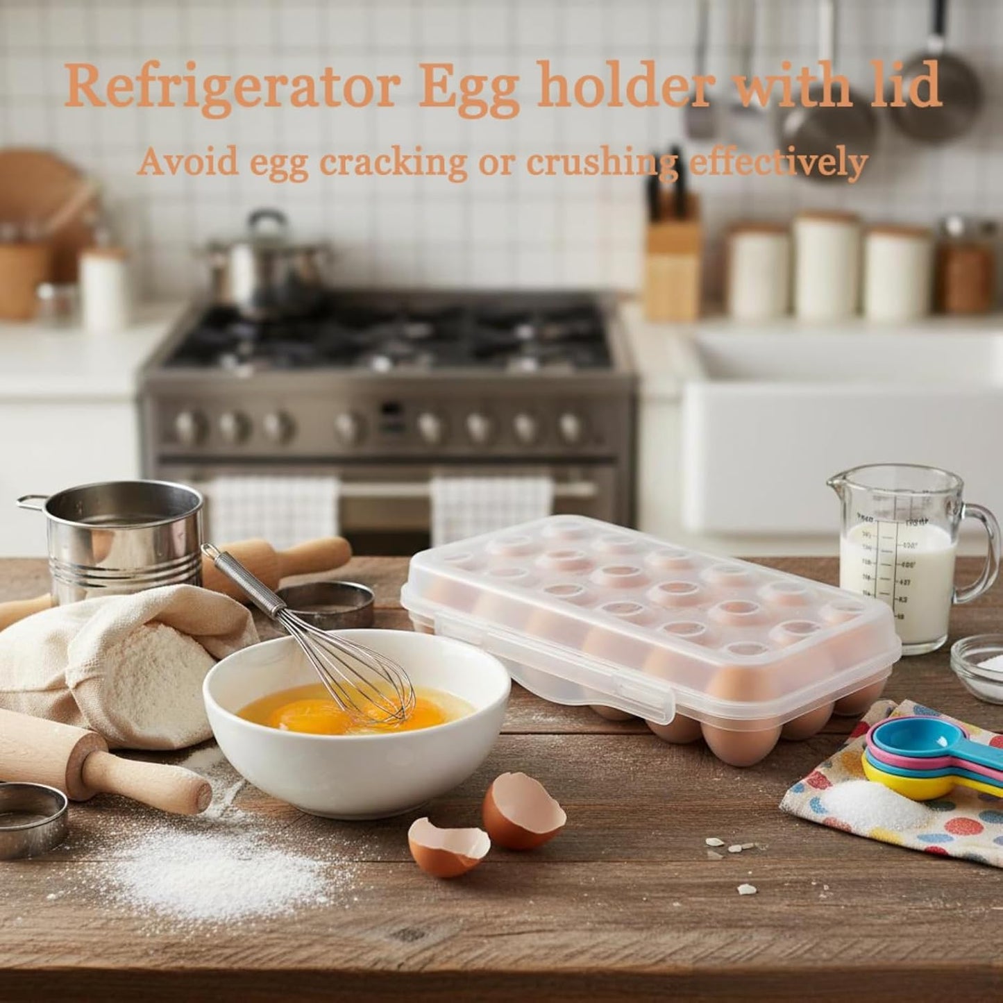Contenedor huevos apilable con tapa transparente 18uds