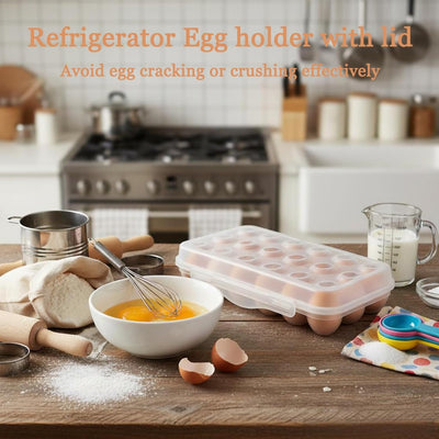 Contenedor huevos apilable con tapa transparente 18uds