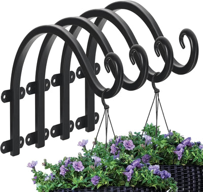 4 Colgadores Plantas 12pulg Negro Resistentes