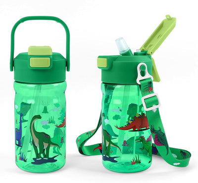 Botella de agua para niños Mist & Sip 2 en 1 de plástico con popote y asa