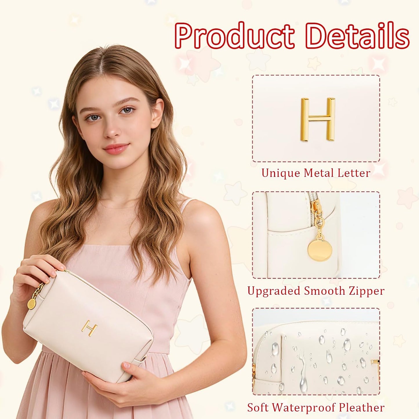 Bolsa maquillaje piel sintética suave regalo personalizado