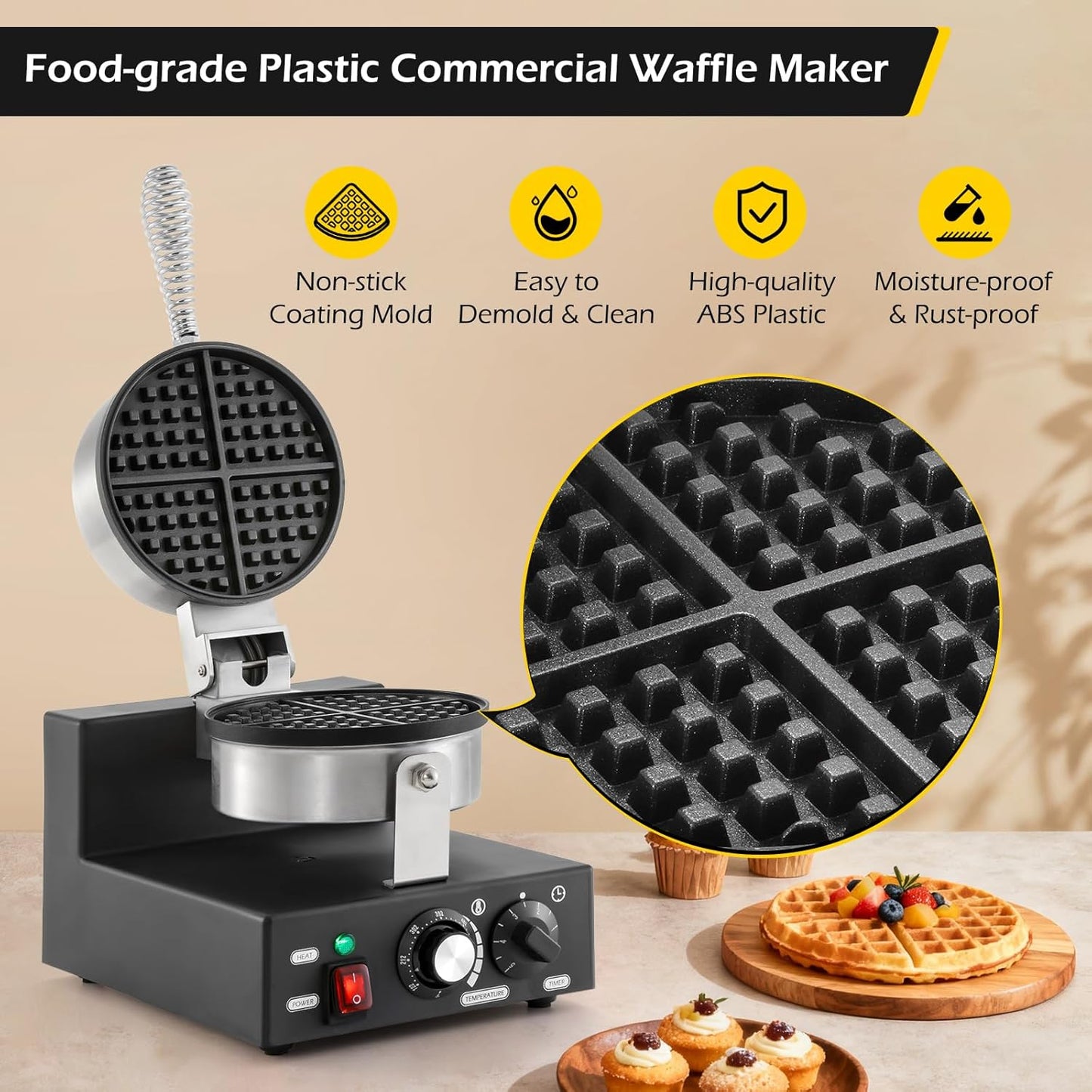 Dos planchas de waffles comerciales 2400W y 1200W
