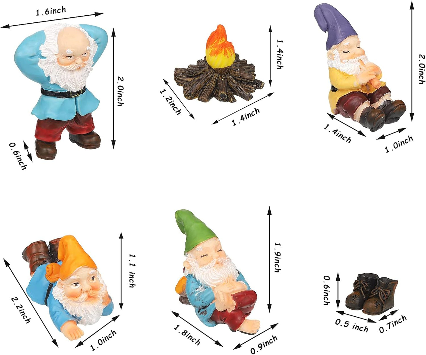 Figuritas resina gnomos hadas jardín mini decoración