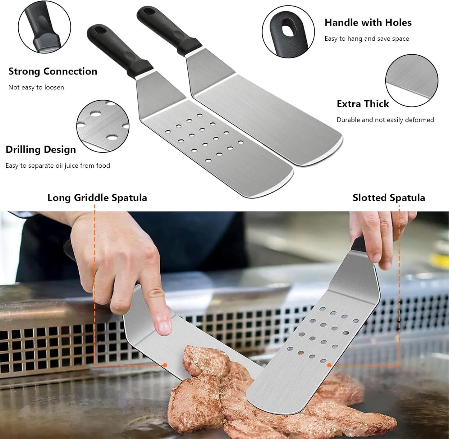 Accesorios parrilla Blackstone 30 Pzas espátula tapa rociar aros