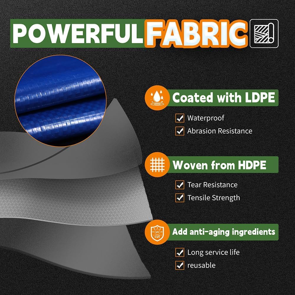 2 Tarps 10x12ft Polietileno UV Resistente Azul