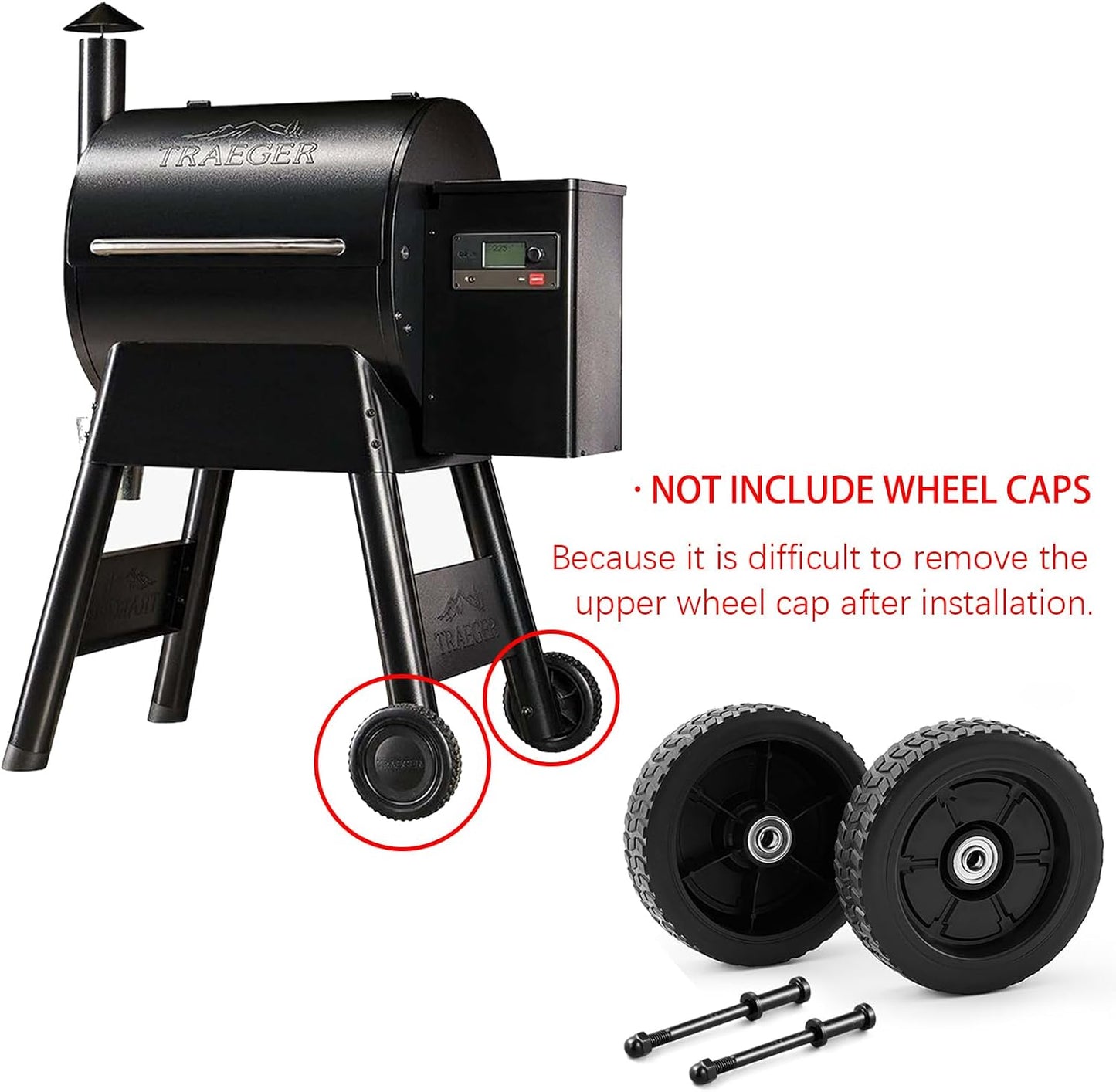 Ruedas parrilla 7pulg repuesto Traeger Pro 34