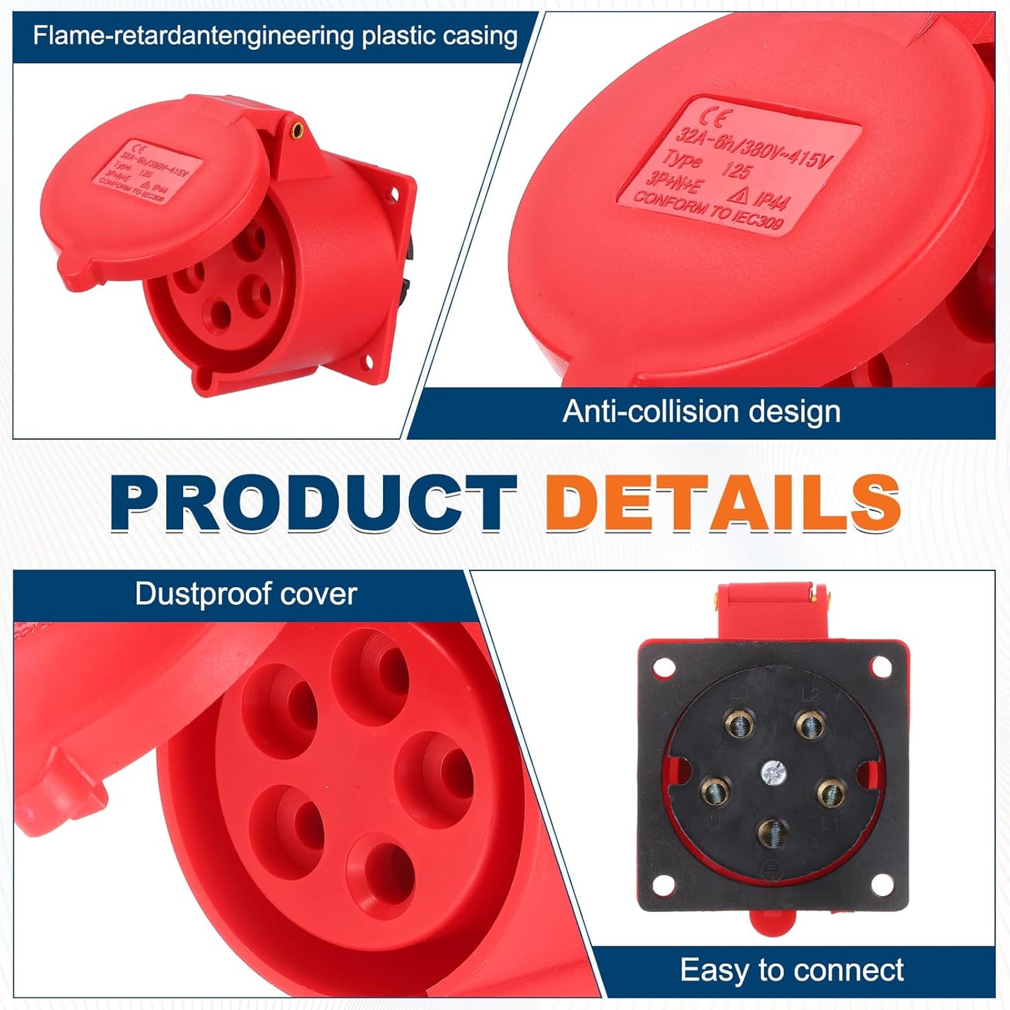 Conector CEE 32A 5 pines 380-415V IP44 impermeable industrial
