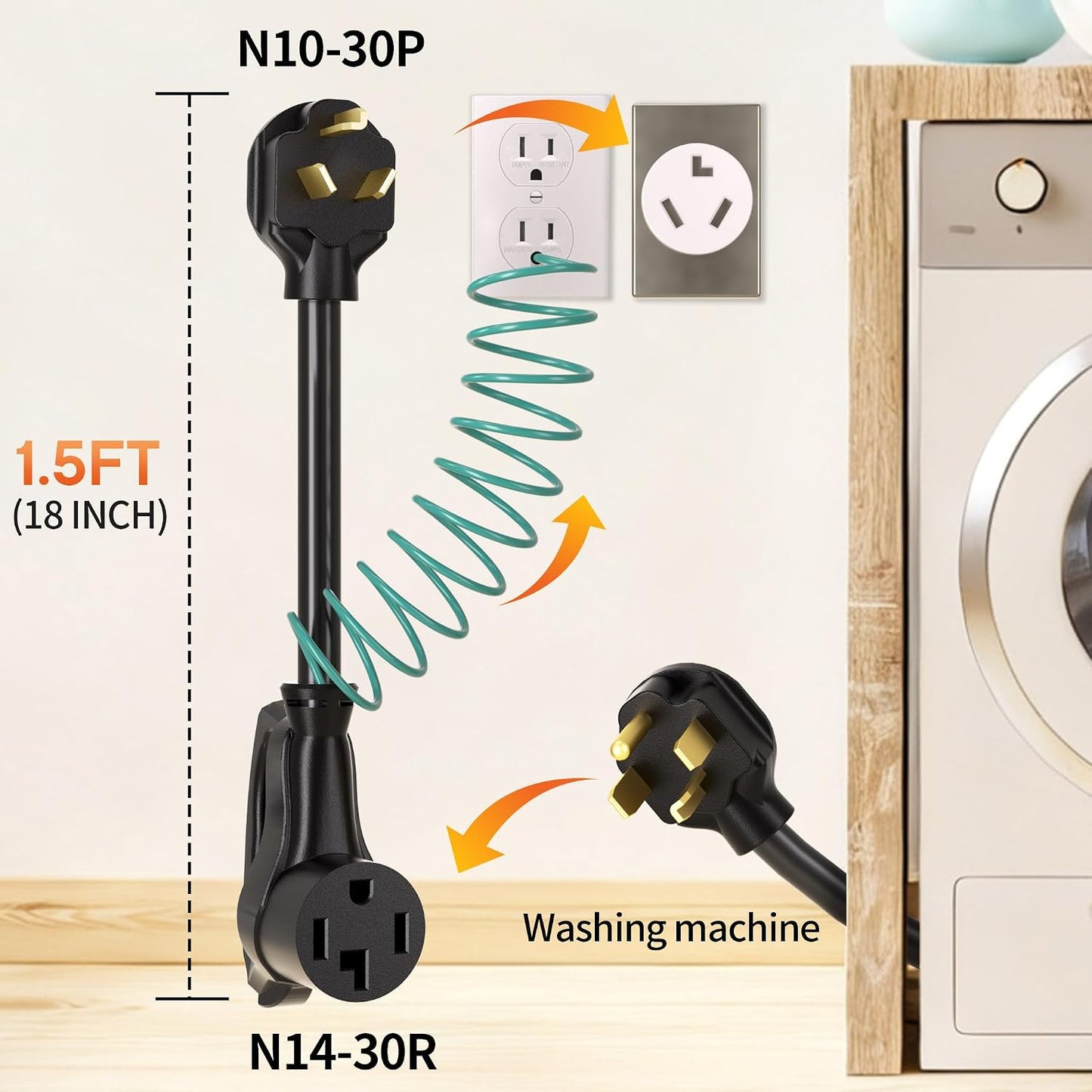 Adaptador secadora 4 a 3 clavijas 30A 250V