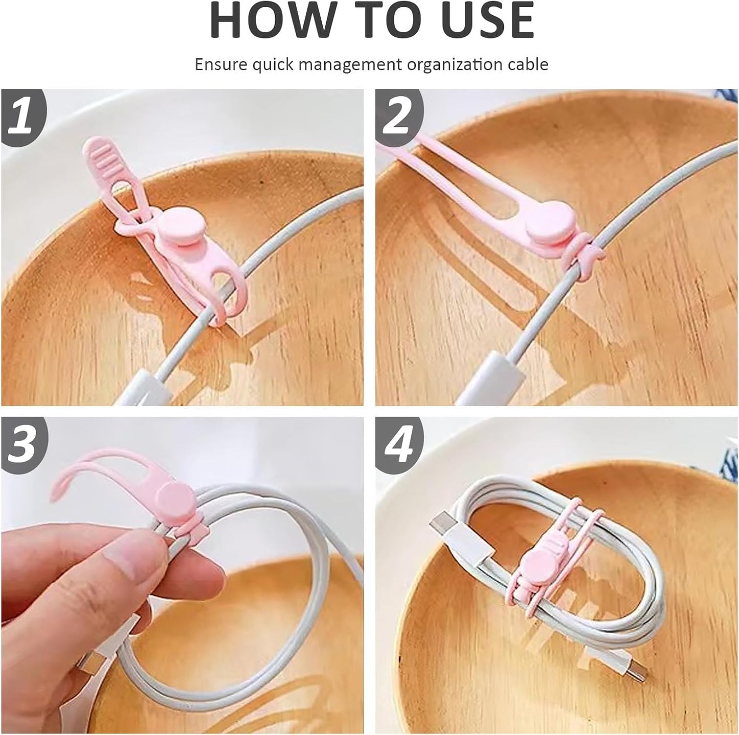 Organizador cables silicona 12 correas elásticas multiusos