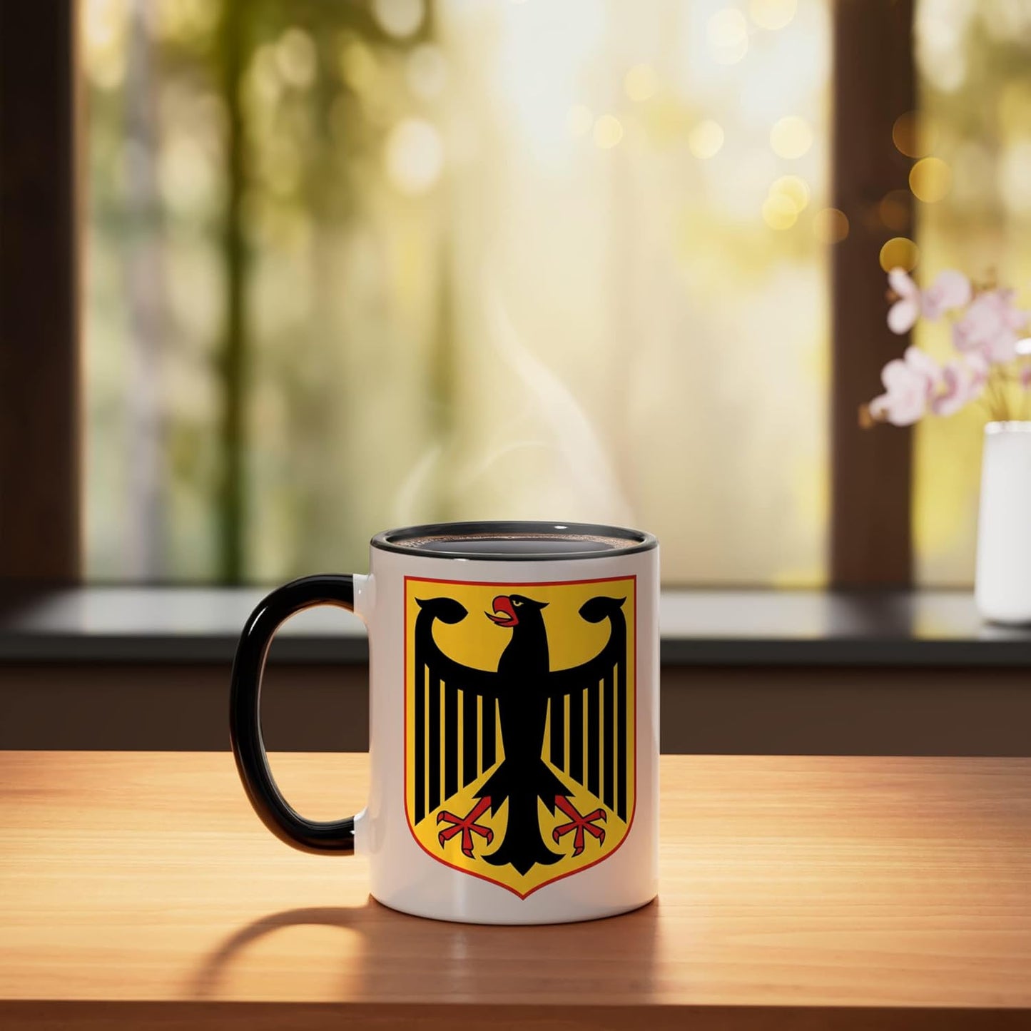 Taza cerámica German Armorial Bearings Eagle Shield negra/blanca