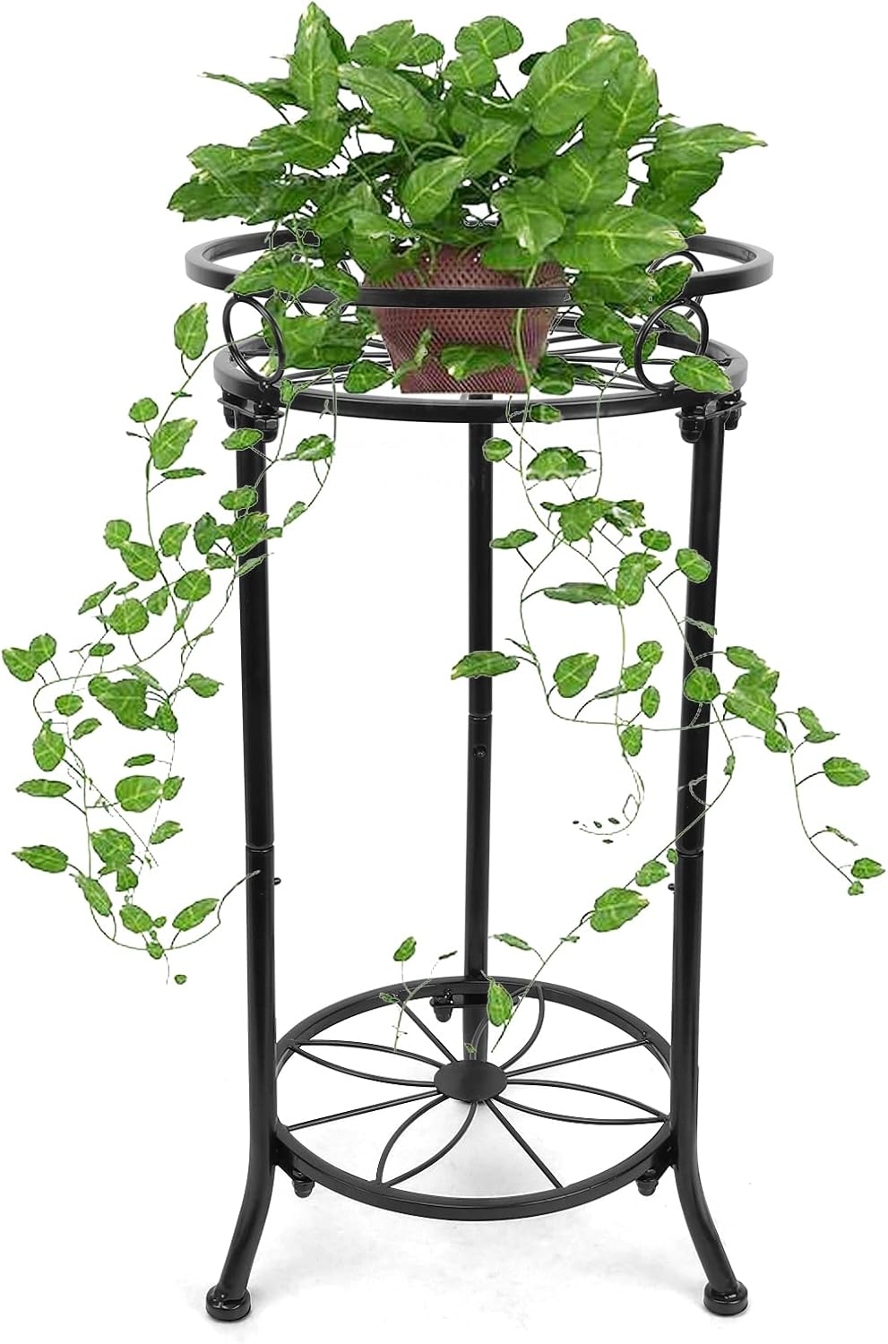 Soporte plantas 2 niveles metal 20.3pulg negro resistente