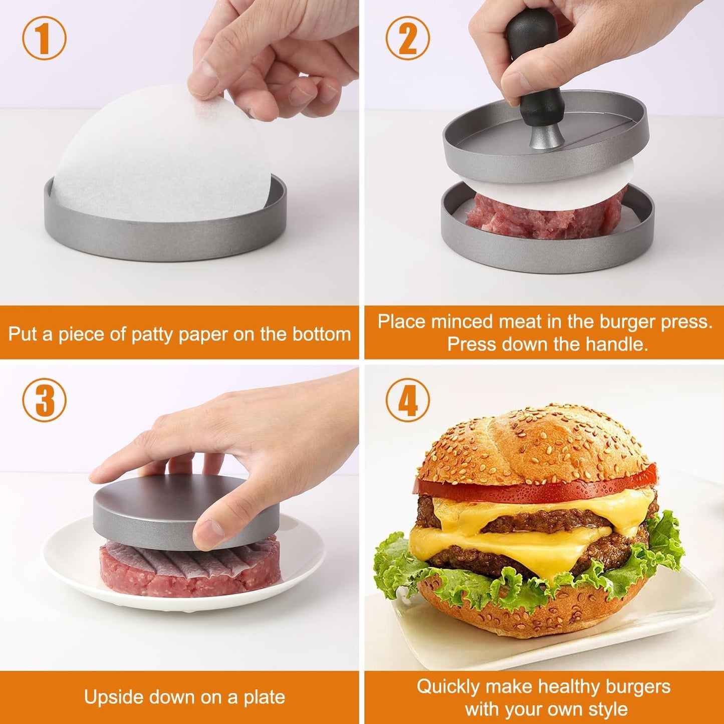 Burger Press 150 Papeles Antiadherentes Encerado para Hamburguesas