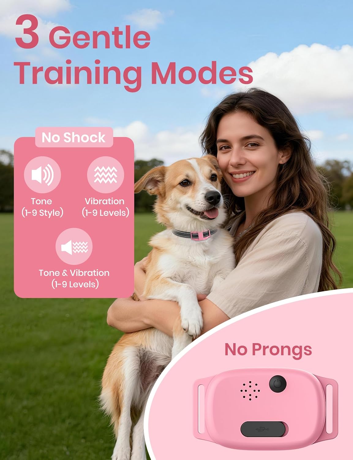 Collar vibrante perro control remoto 2800pies sin puntas negro