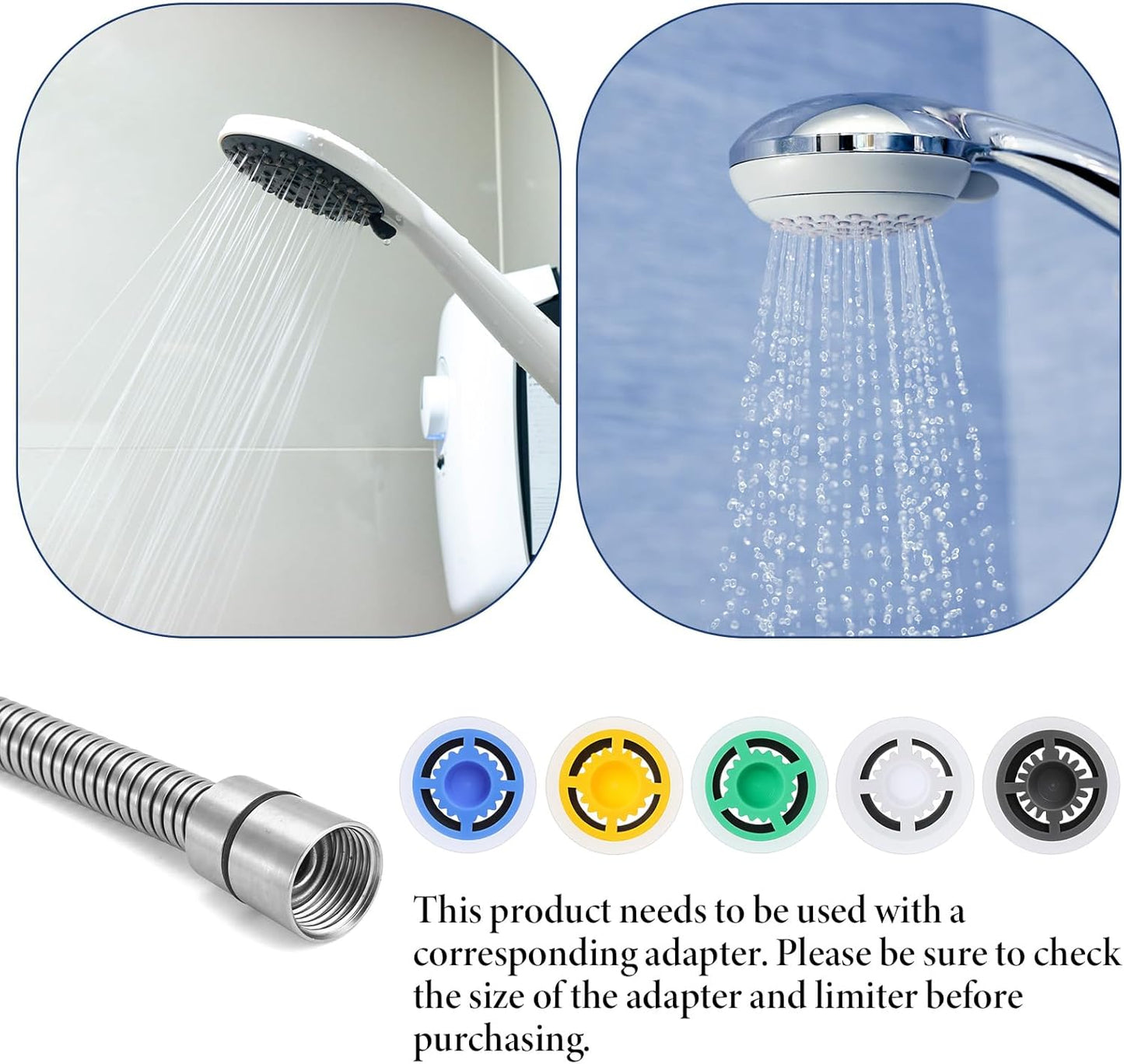 Limitador flujo ducha 1.5-3 GPM plástico adaptador