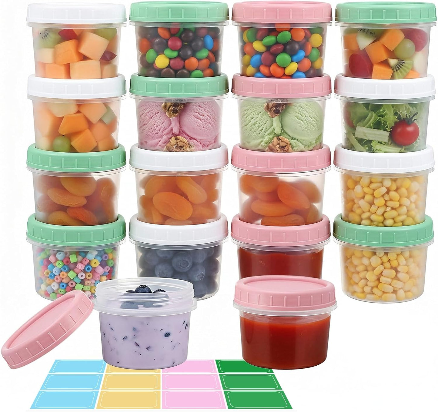 Recipientes de almacenamiento de alimentos 4 oz sin BPA con tapas giratorias