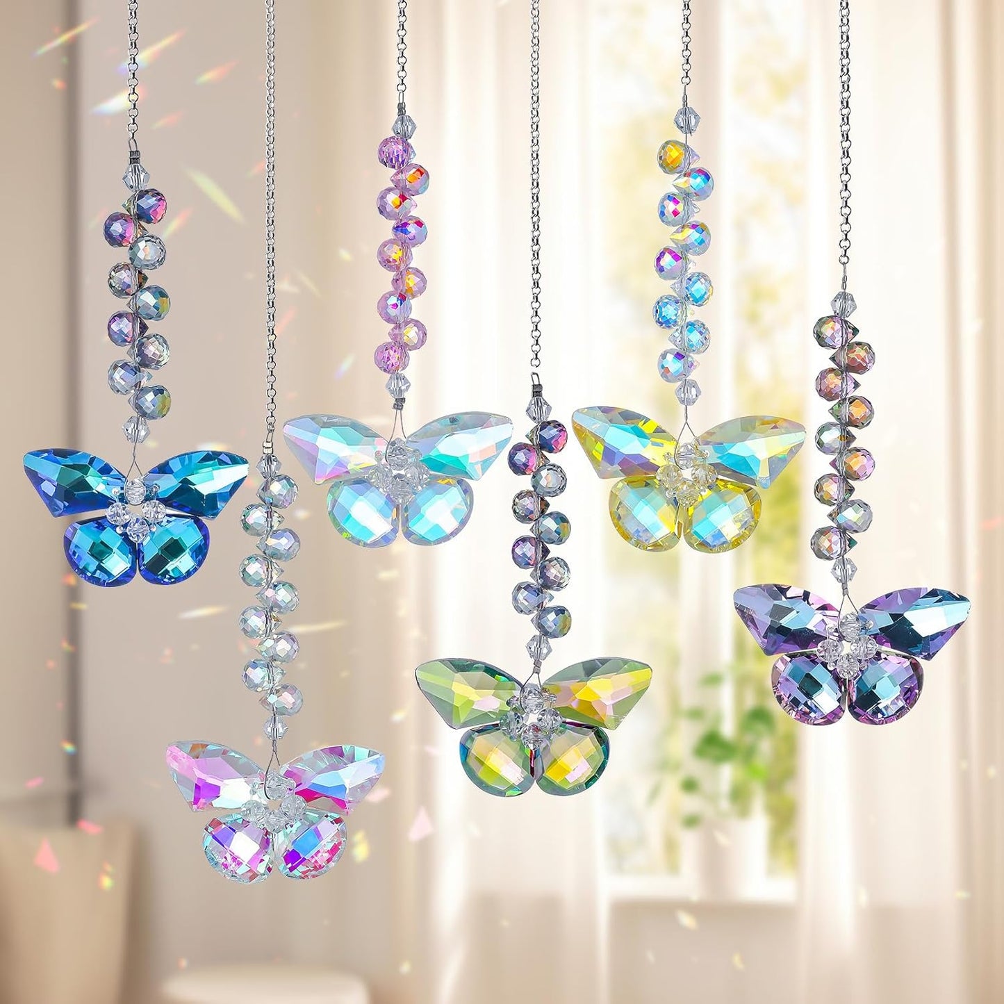 6 Pzas Atrapasoles Cristal Colgantes Decoración Ventana Jardín