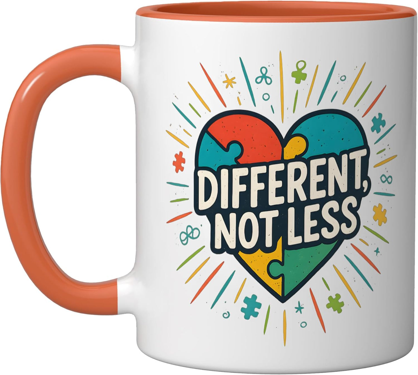 Taza Cerámica Diseño Corazón Naranja/Blanco