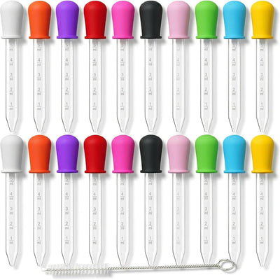 20 Cuentagotas Silicona Alimenticio con Cepillo para Bebés
